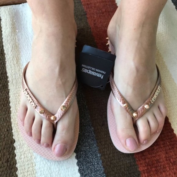Spiked Havaianas Slim Rocky Rose Gold Ballet - Picture 3 of 8
